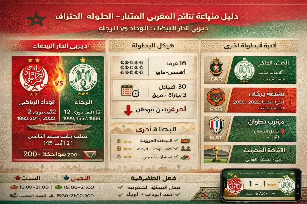 متابعة الدوري المغربي الممتاز على يلا شوت - ديربي الوداد والرجاء