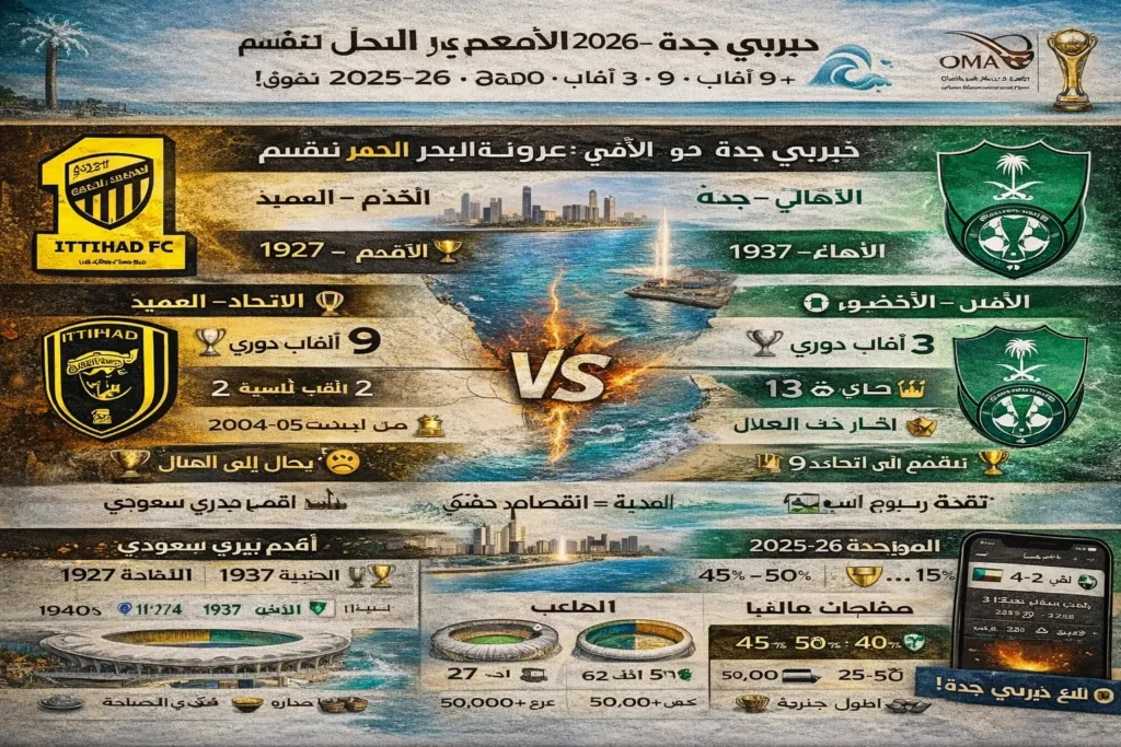 ديربي جدة 2026 - الاتحاد ضد الأهلي في منافسة عروس البحر الأحمر السعودية